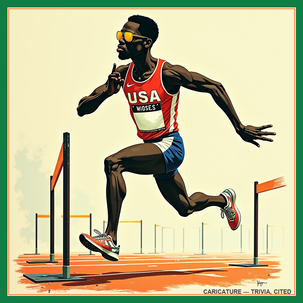 caricature of Edwin Moses